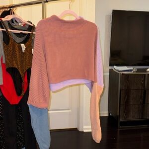 Prettylittle Thing knit color-block crop sweater